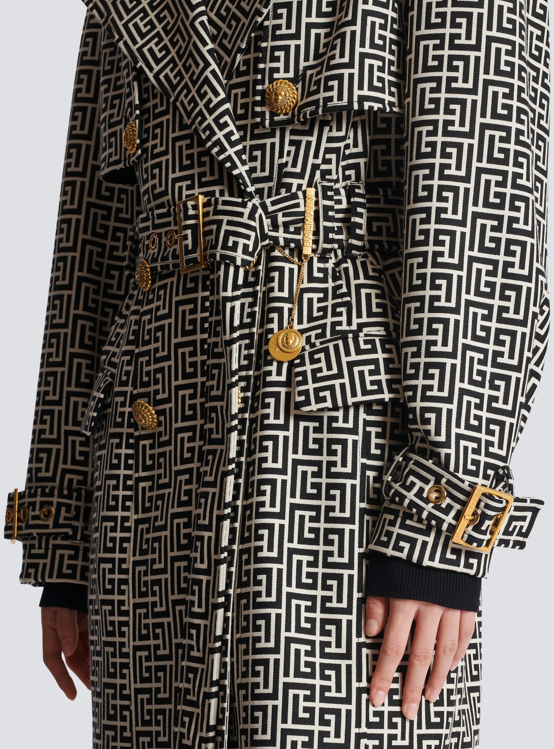 Monogrammed Trench Coat-Balmain Discount