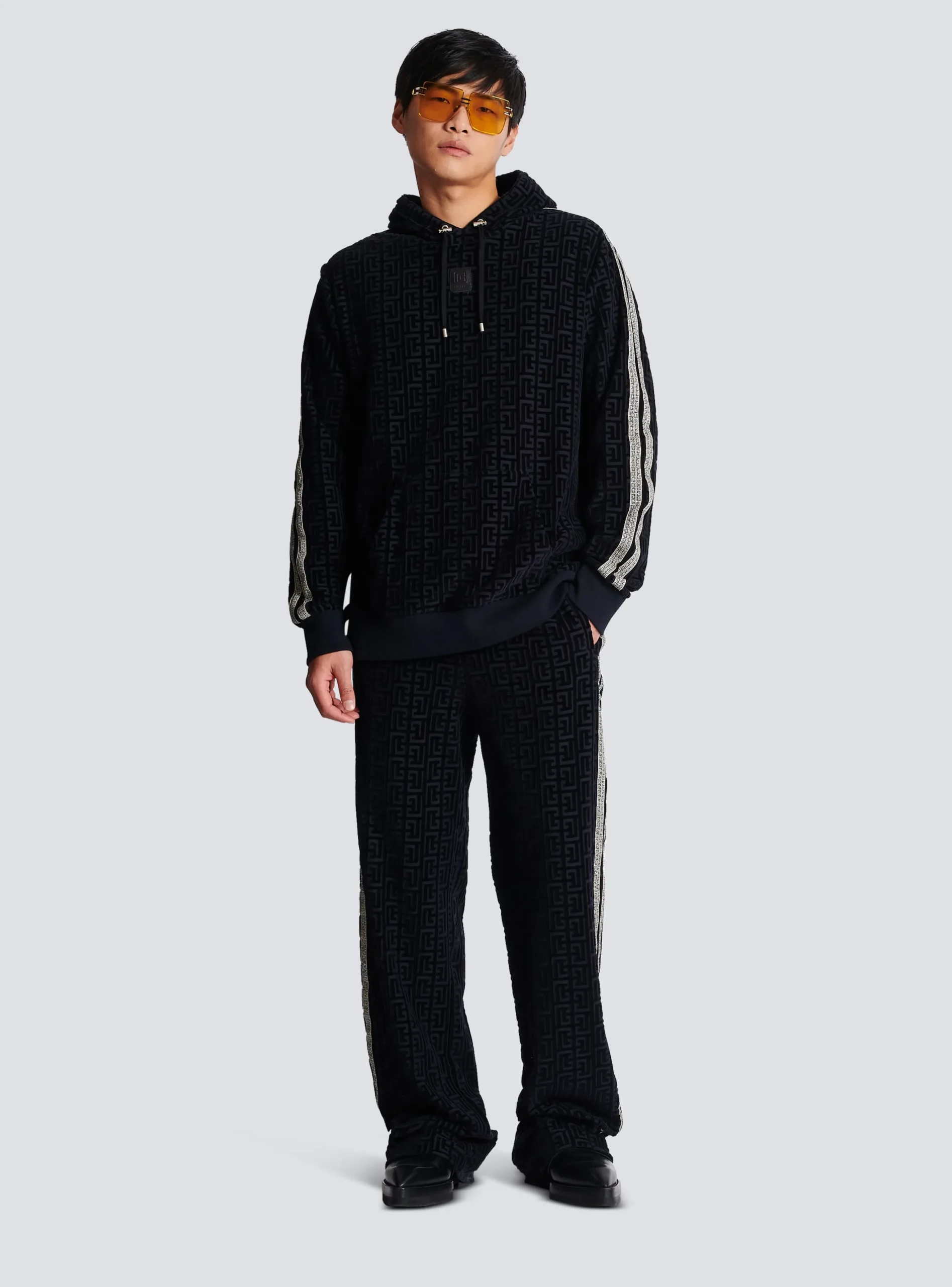 Monogrammed Velvet Joggers-Balmain Store
