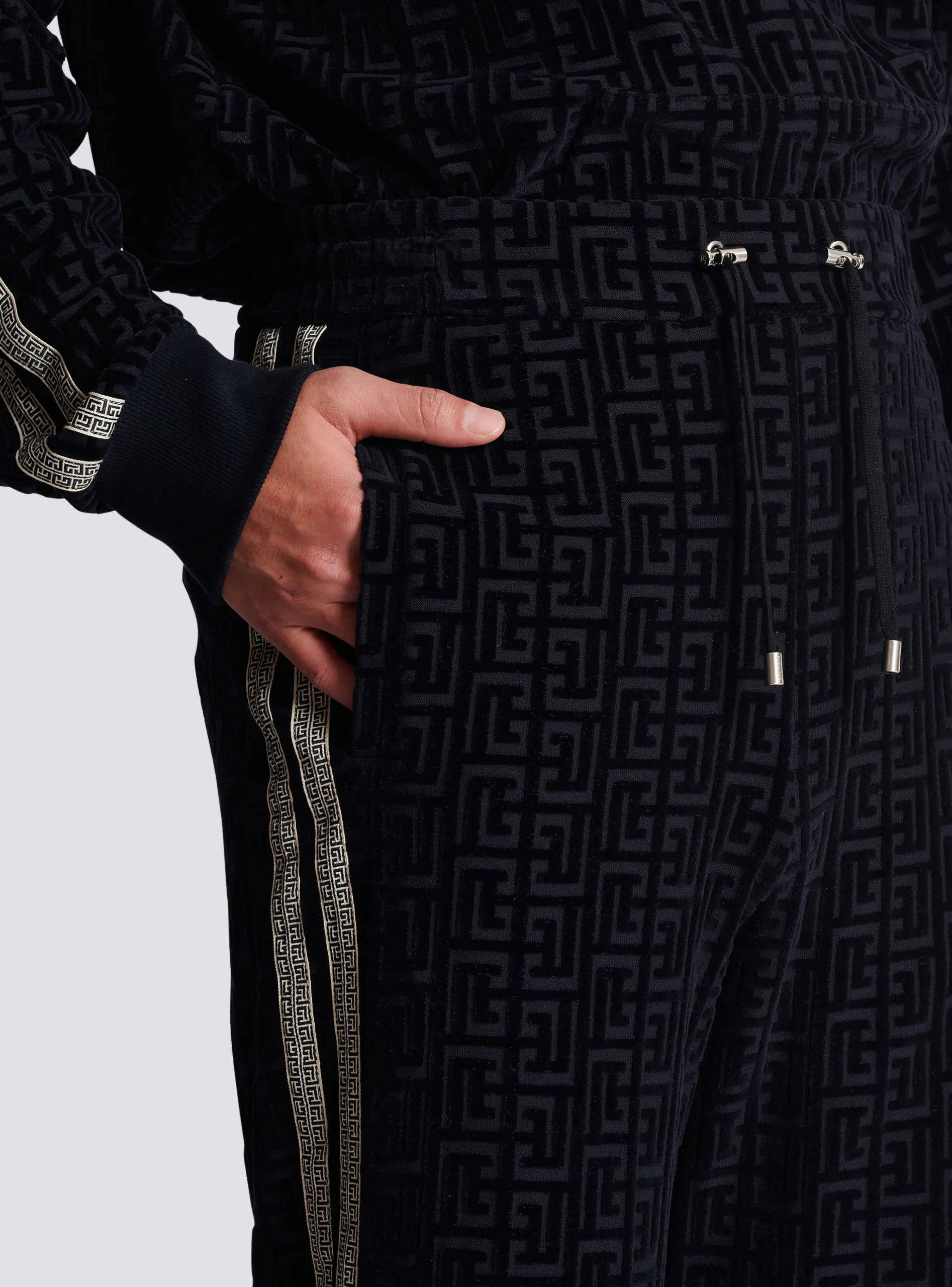 Monogrammed Velvet Joggers-Balmain Store