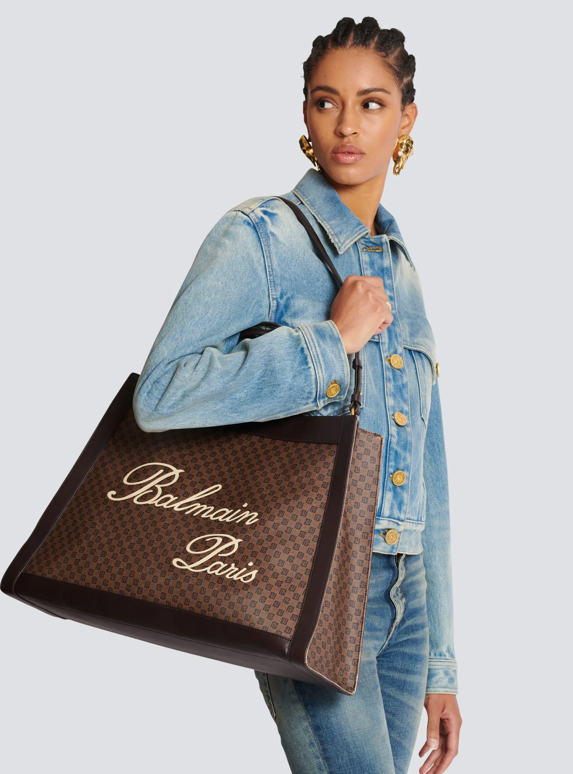 Olivier's Cabas In Canvas And Leather-Balmain Cheap