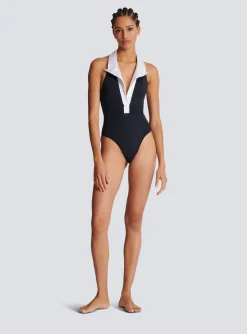 One-piece Swimsuit With Contrasting Collar-Balmain Online