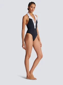 One-piece Swimsuit With Contrasting Collar-Balmain Online