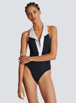 One-piece Swimsuit With Contrasting Collar-Balmain Online
