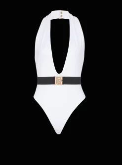 One-piece Swimsuit With PB Belt-Balmain Fashion