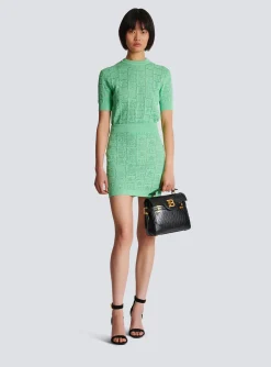 Openwork Monogram Knit Skirt-Balmain Outlet