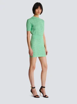 Openwork Monogram Knit Skirt-Balmain Outlet