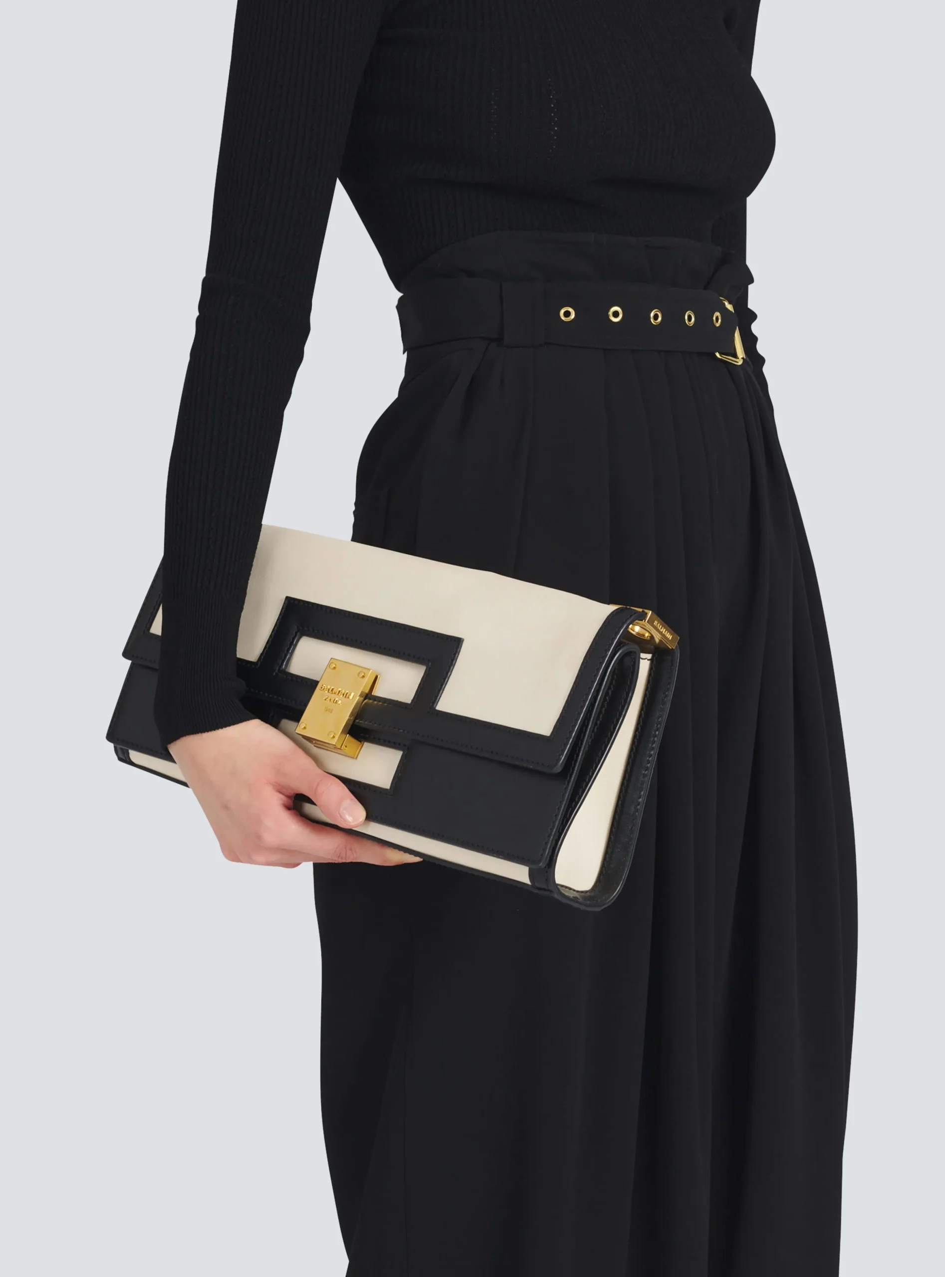 Oversized Black And Leather 1945 Heritage Clutch Bag-Balmain Cheap