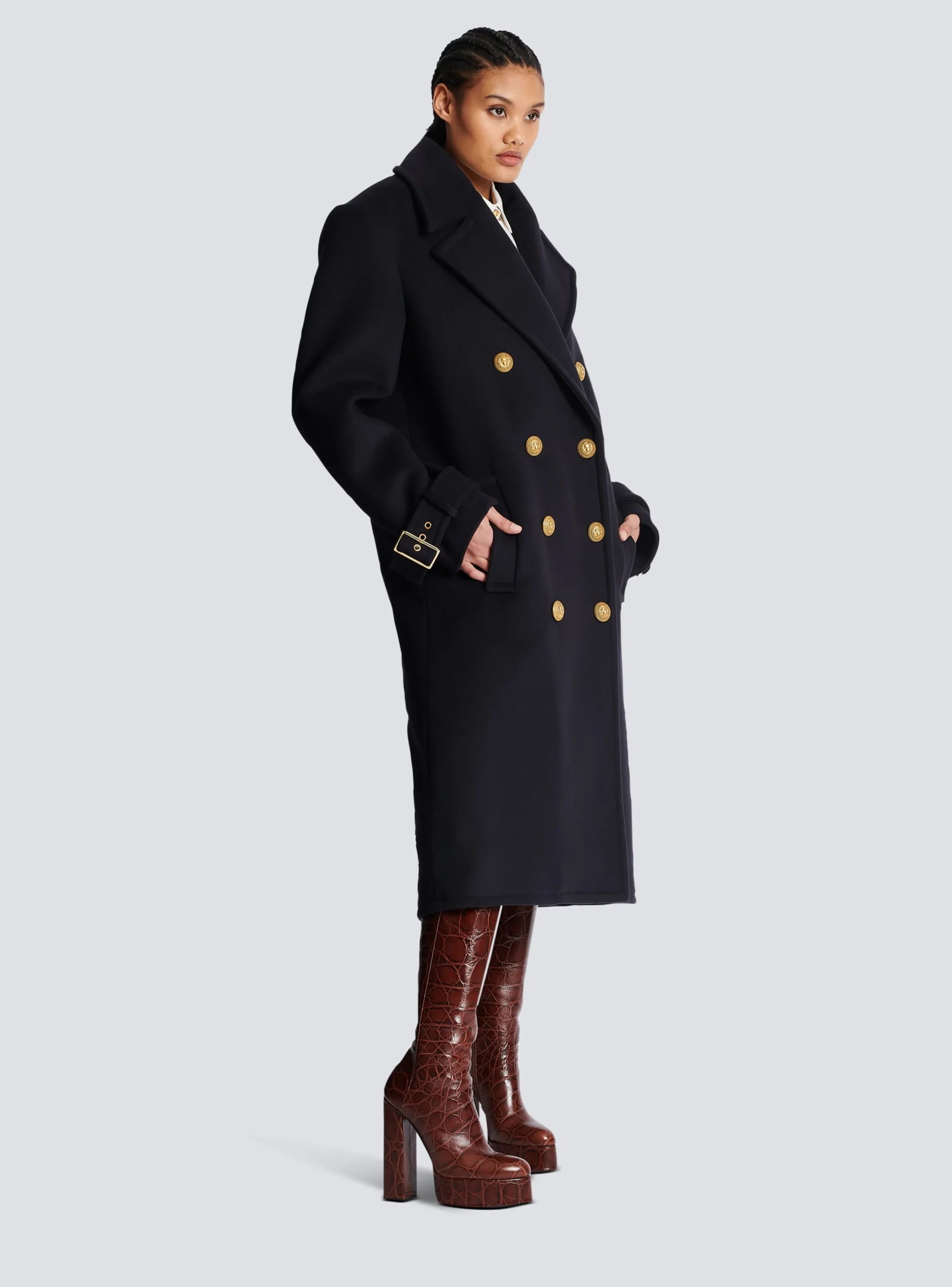 Oversized Double-breasted Coat-Balmain Shop