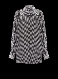 Paisley And Mini Monogram Printed Silk Shirt-Balmain Cheap