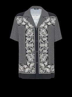 Paisley And Mini Monogram Printed Silk Shirt-Balmain Online