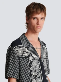 Paisley And Mini Monogram Printed Silk Shirt-Balmain Online