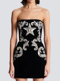 Paisley Embroidered Strapless Dress-Balmain Cheap
