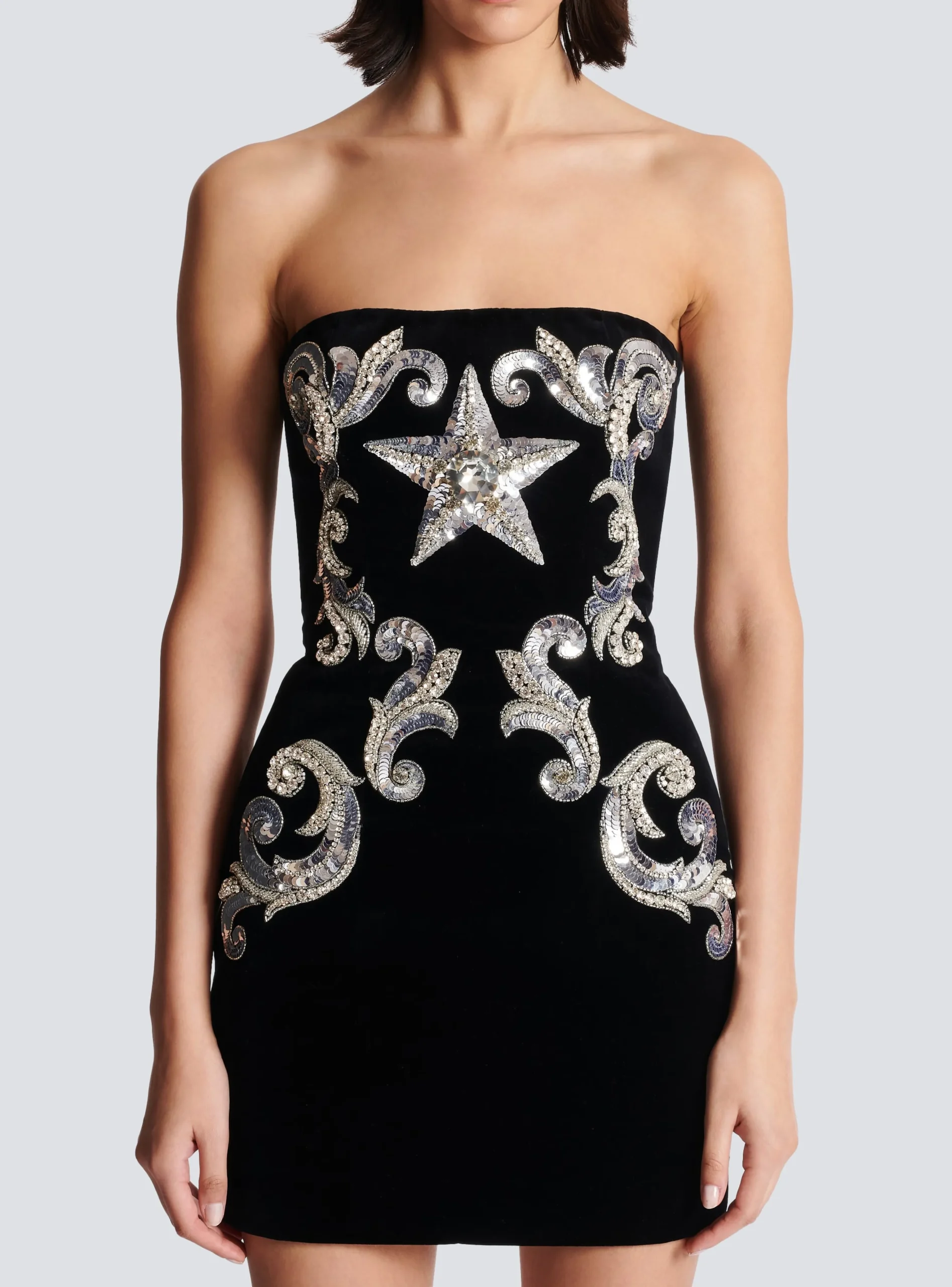 Paisley Embroidered Strapless Dress-Balmain Cheap