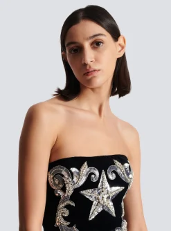 Paisley Embroidered Strapless Dress-Balmain Cheap