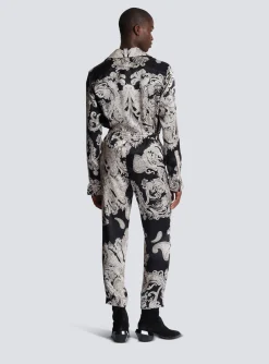 Paisley Print Silk Trousers-Balmain Cheap