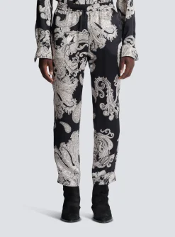 Paisley Print Silk Trousers-Balmain Cheap