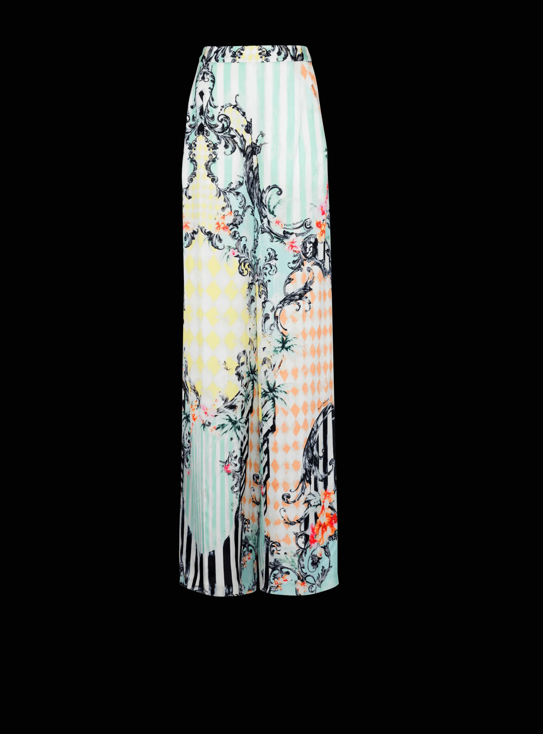 Palazzo Trousers With Baroque Print-Balmain Discount