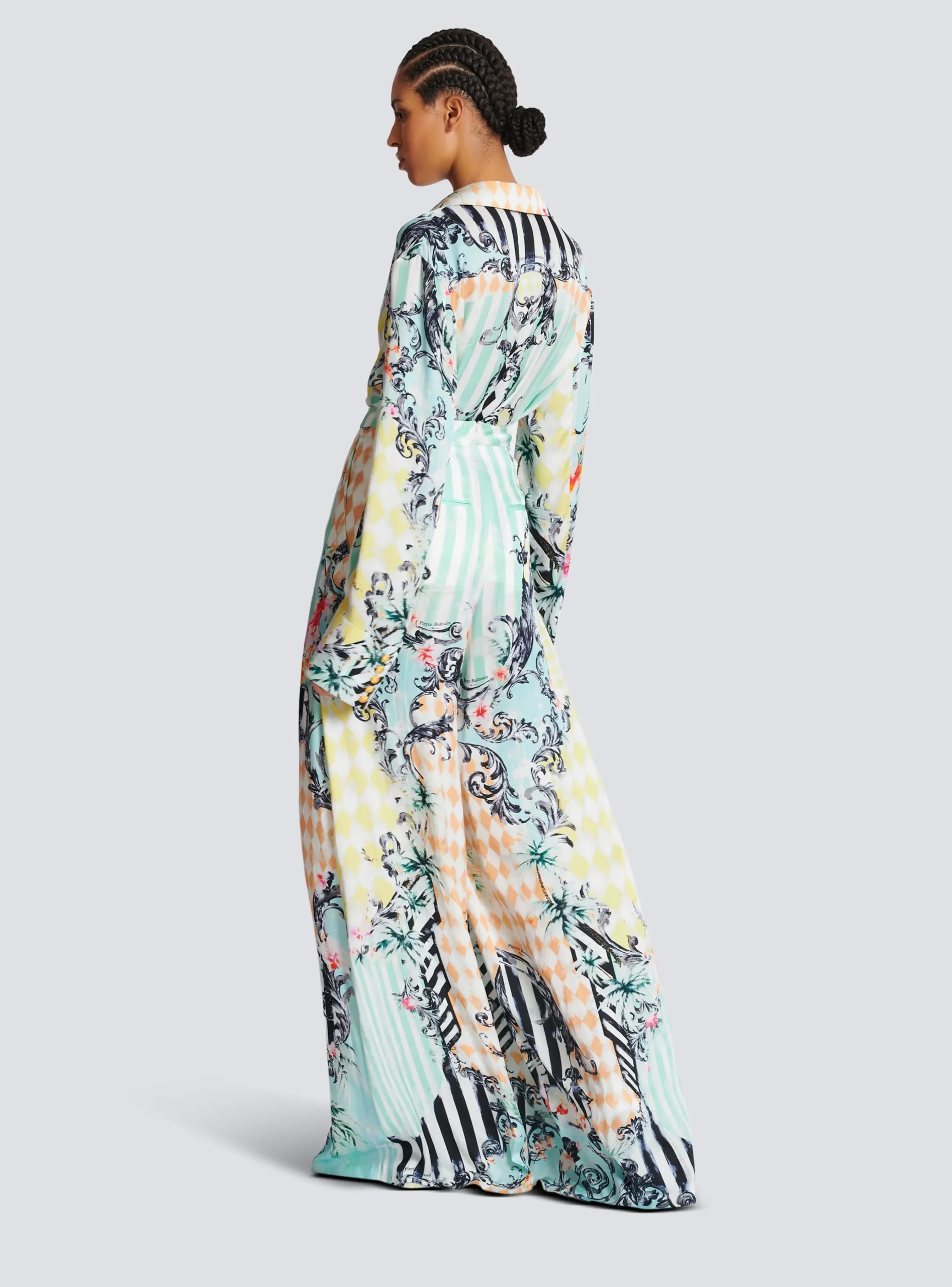 Palazzo Trousers With Baroque Print-Balmain Discount