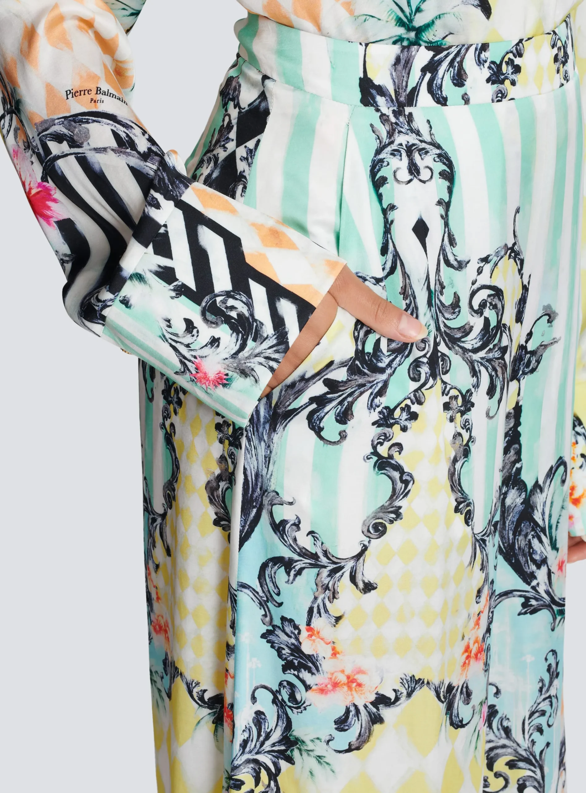 Palazzo Trousers With Baroque Print-Balmain Discount