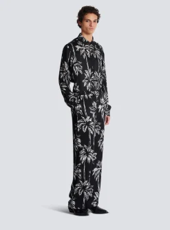 Palm Print Satin Pyjama Trousers-Balmain Shop