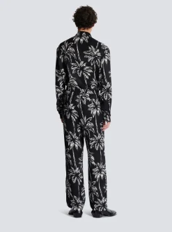 Palm Print Satin Pyjama Trousers-Balmain Shop