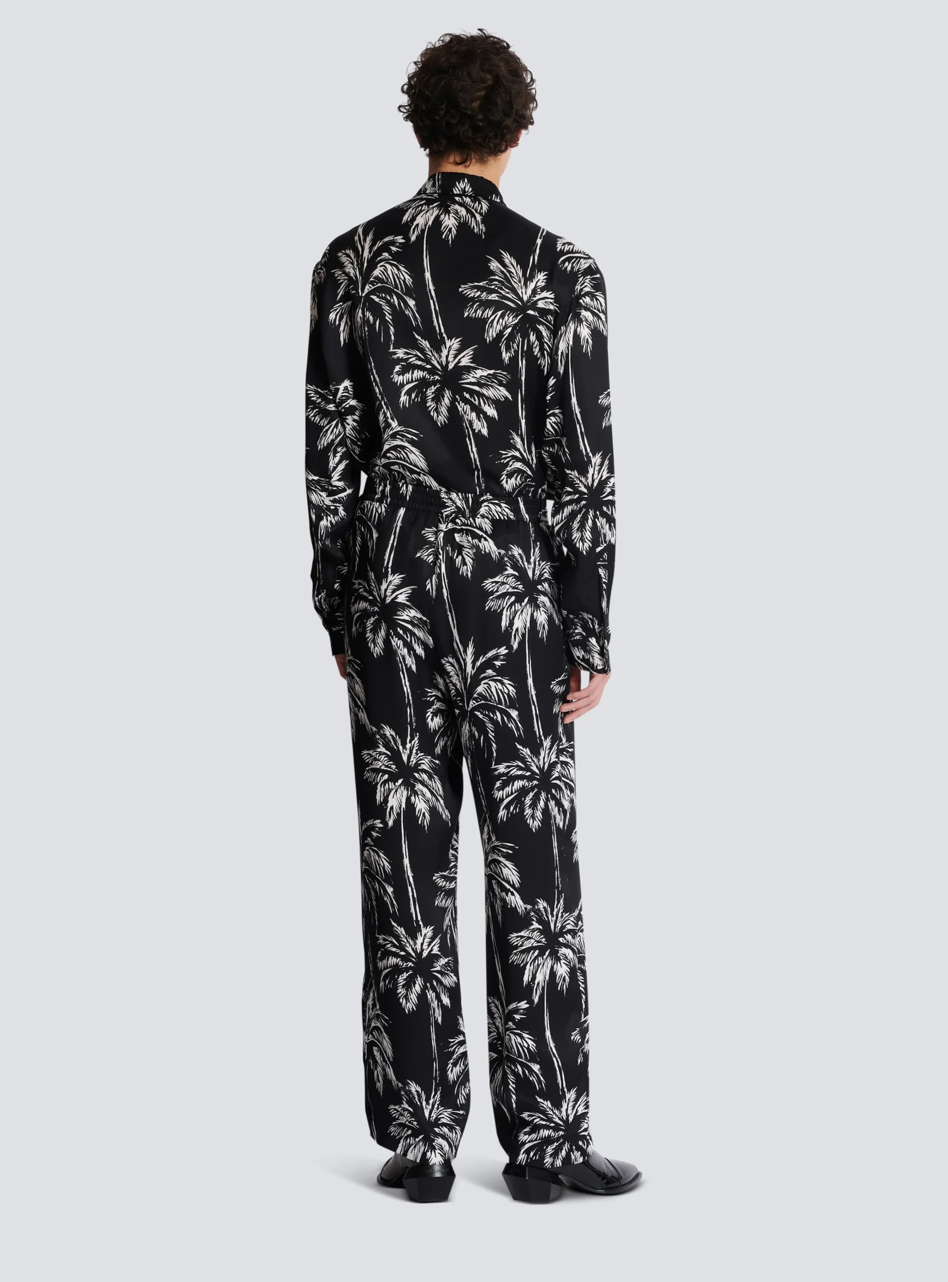Palm Print Satin Pyjama Trousers-Balmain Shop