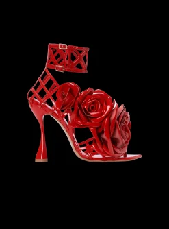 Patent Leather Eden Sandals With Openwork Grid And Flowers-Balmain Fashion