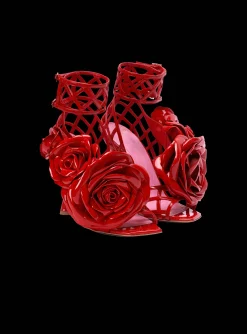 Patent Leather Eden Sandals With Openwork Grid And Flowers-Balmain Fashion
