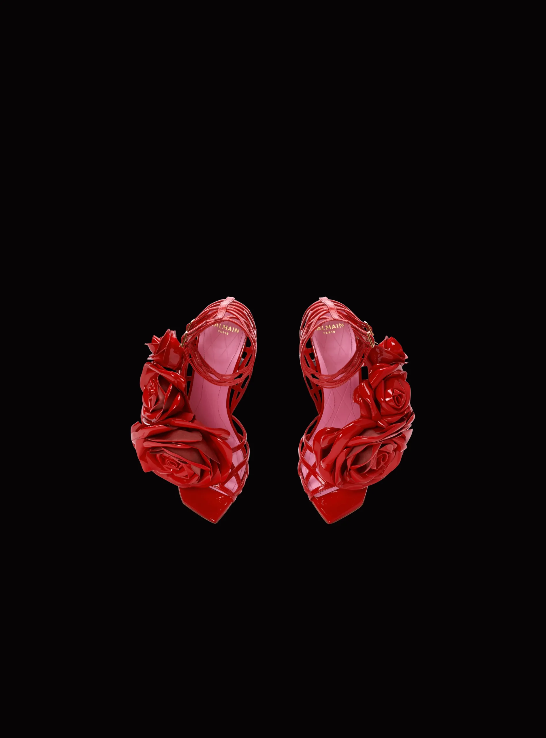 Patent Leather Eden Sandals With Openwork Grid And Flowers-Balmain Fashion