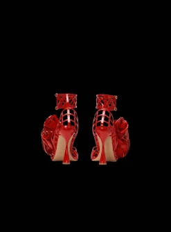 Patent Leather Eden Sandals With Openwork Grid And Flowers-Balmain Fashion