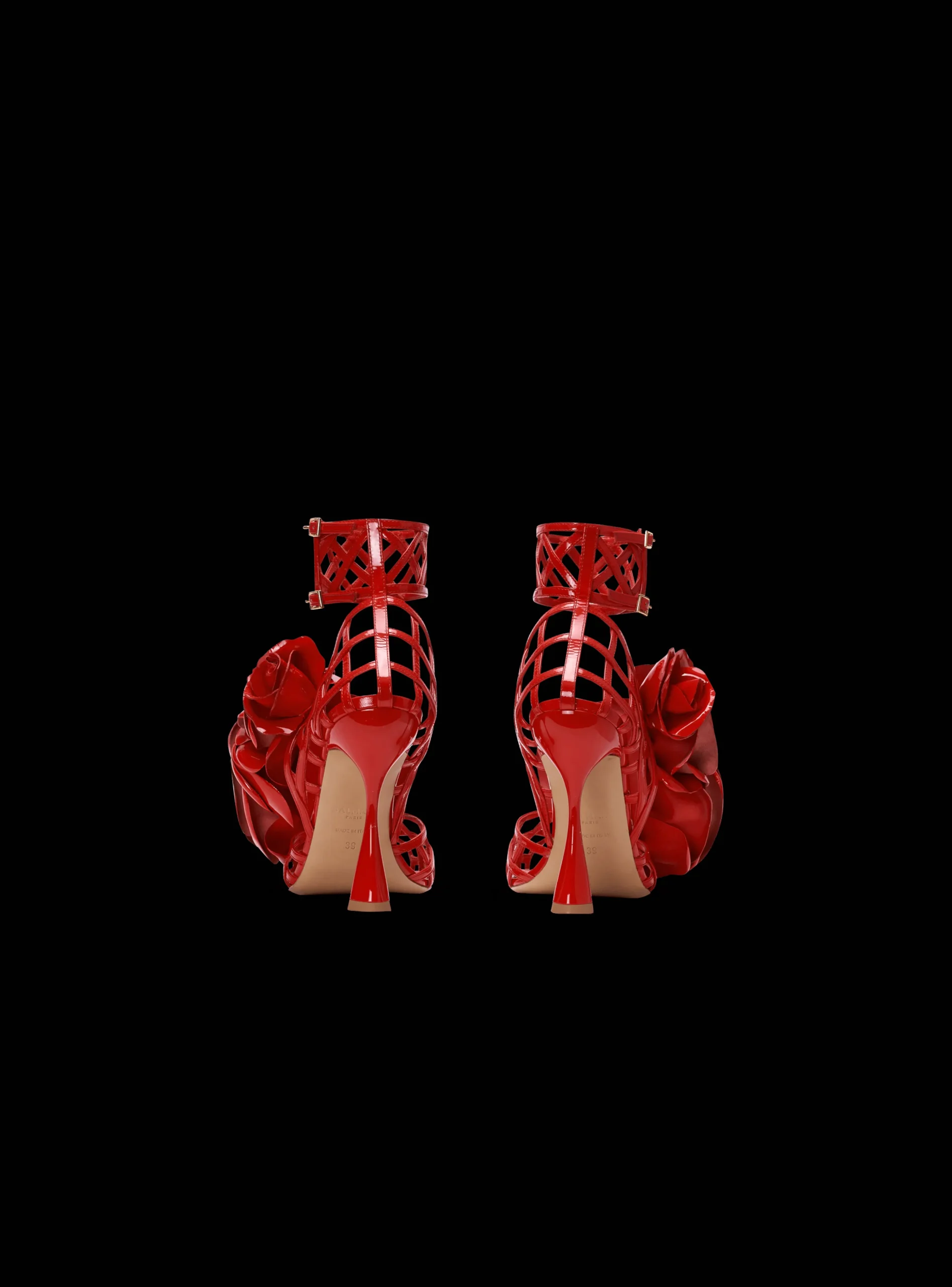 Patent Leather Eden Sandals With Openwork Grid And Flowers-Balmain Fashion