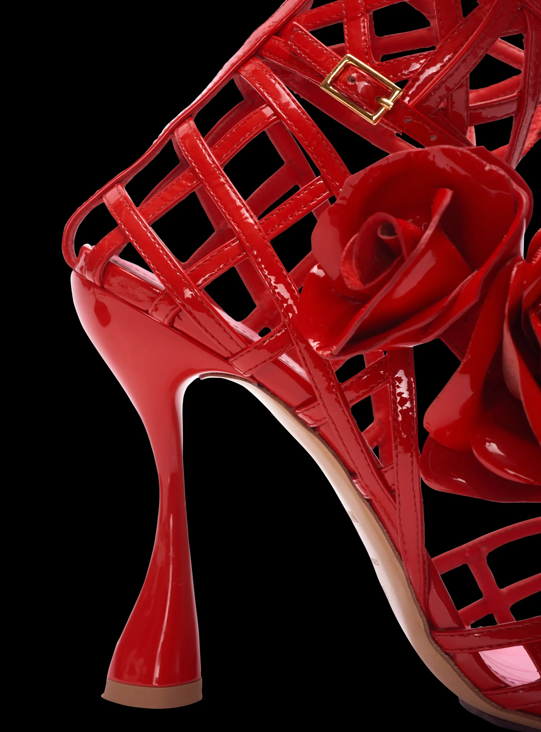 Patent Leather Eden Sandals With Openwork Grid And Flowers-Balmain Fashion