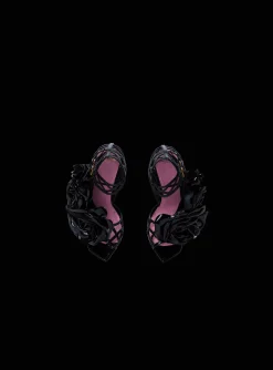 Patent Leather Eden Sandals With Openwork Grid And Flowers-Balmain Cheap