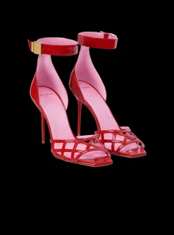 Patent Leather Uma Sandals With Openwork Grid-Balmain Shop
