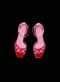Patent Leather Uma Sandals With Openwork Grid-Balmain Shop
