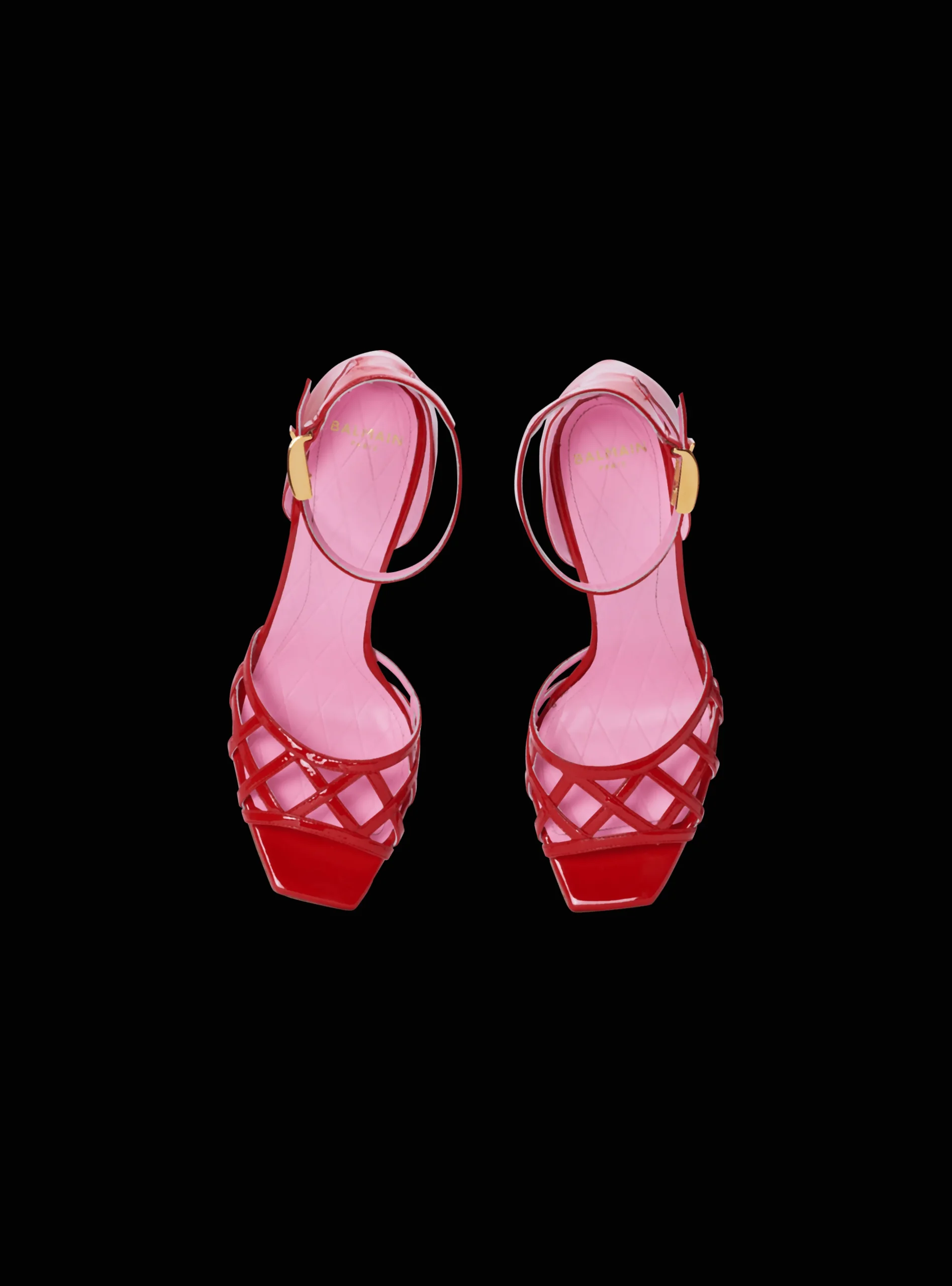 Patent Leather Uma Sandals With Openwork Grid-Balmain Shop