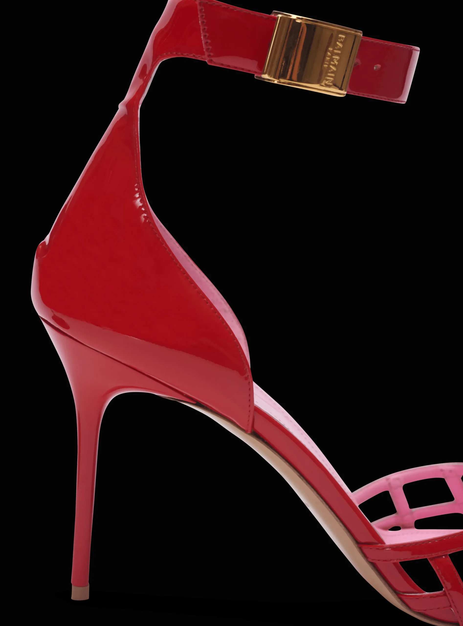 Patent Leather Uma Sandals With Openwork Grid-Balmain Shop