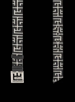 PB Belt In Monogrammed Jacquard-Balmain Discount