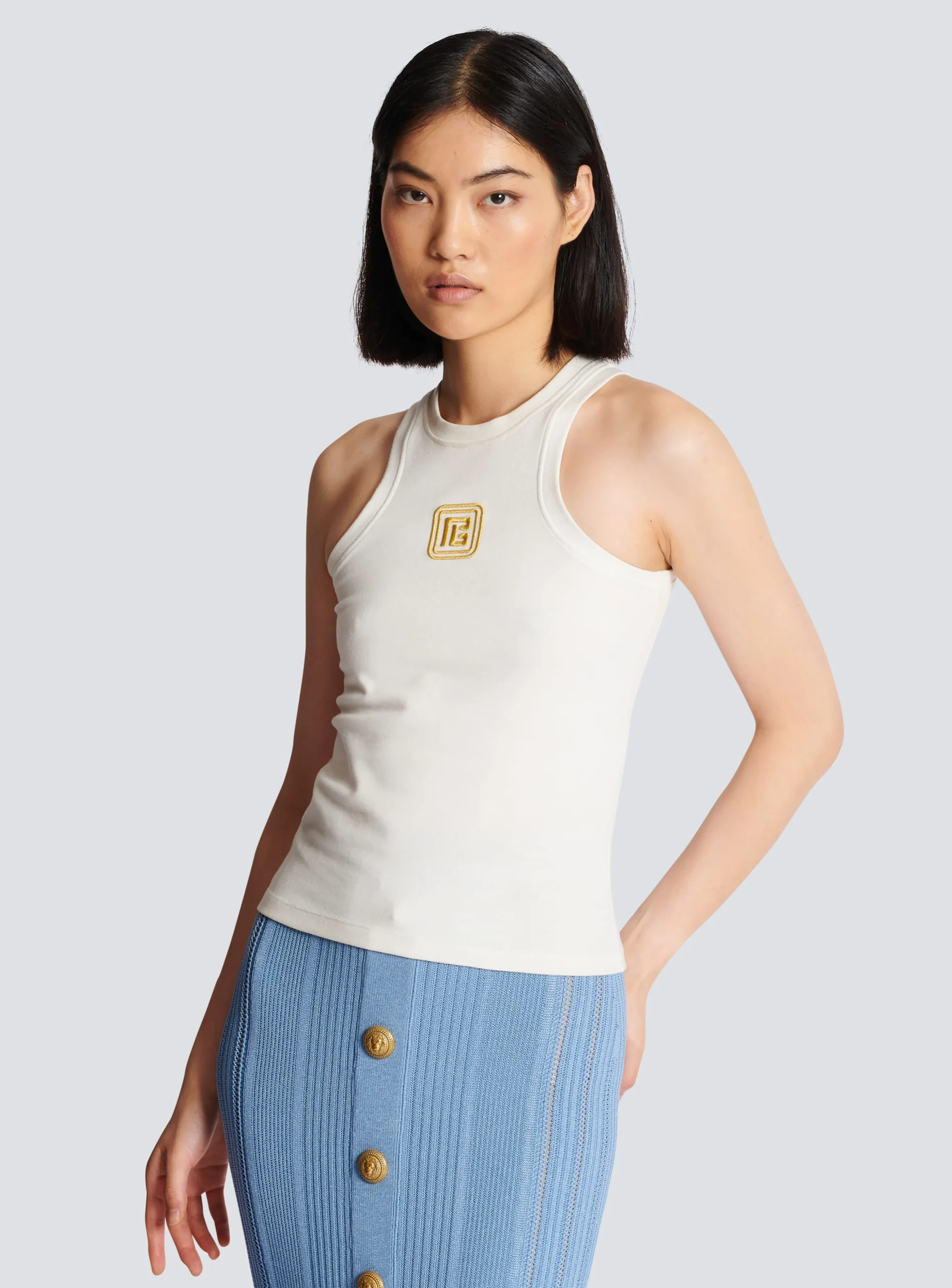 PB Embroidered Tank Top-Balmain Cheap