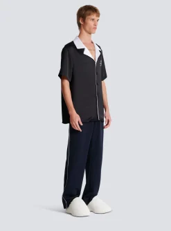PB Signature Satin Short-sleeved Shirt-Balmain Discount