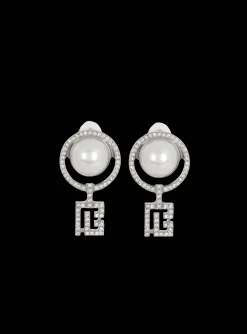 Pearl Earrings With Art Deco Rhinestones-Balmain Hot