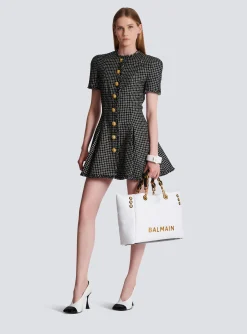 Pleated Flared Dress In Gingham Tweed-Balmain Best
