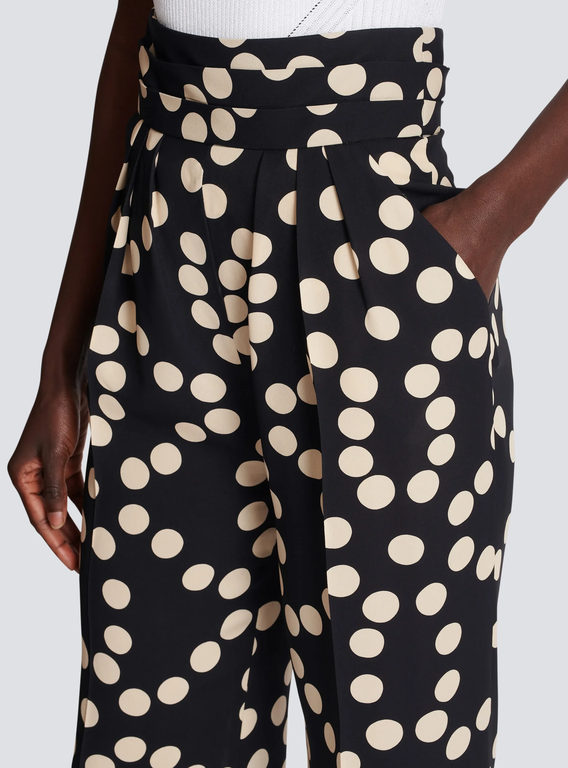 Polka Dot Wide-leg Trousers-Balmain Discount