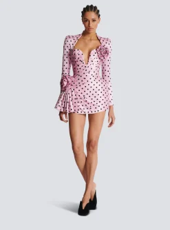 Polka Dots Short Printed Dress-Balmain Cheap