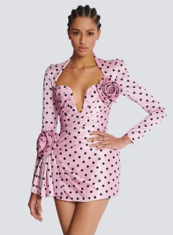 Polka Dots Short Printed Dress-Balmain Cheap