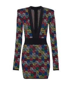 Pop Monogram Knit Dress-Balmain Sale