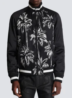 Printed Satin Palm Tree Bomber Jacket-Balmain Clearance