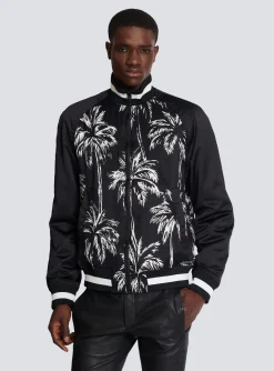 Printed Satin Palm Tree Bomber Jacket-Balmain Clearance