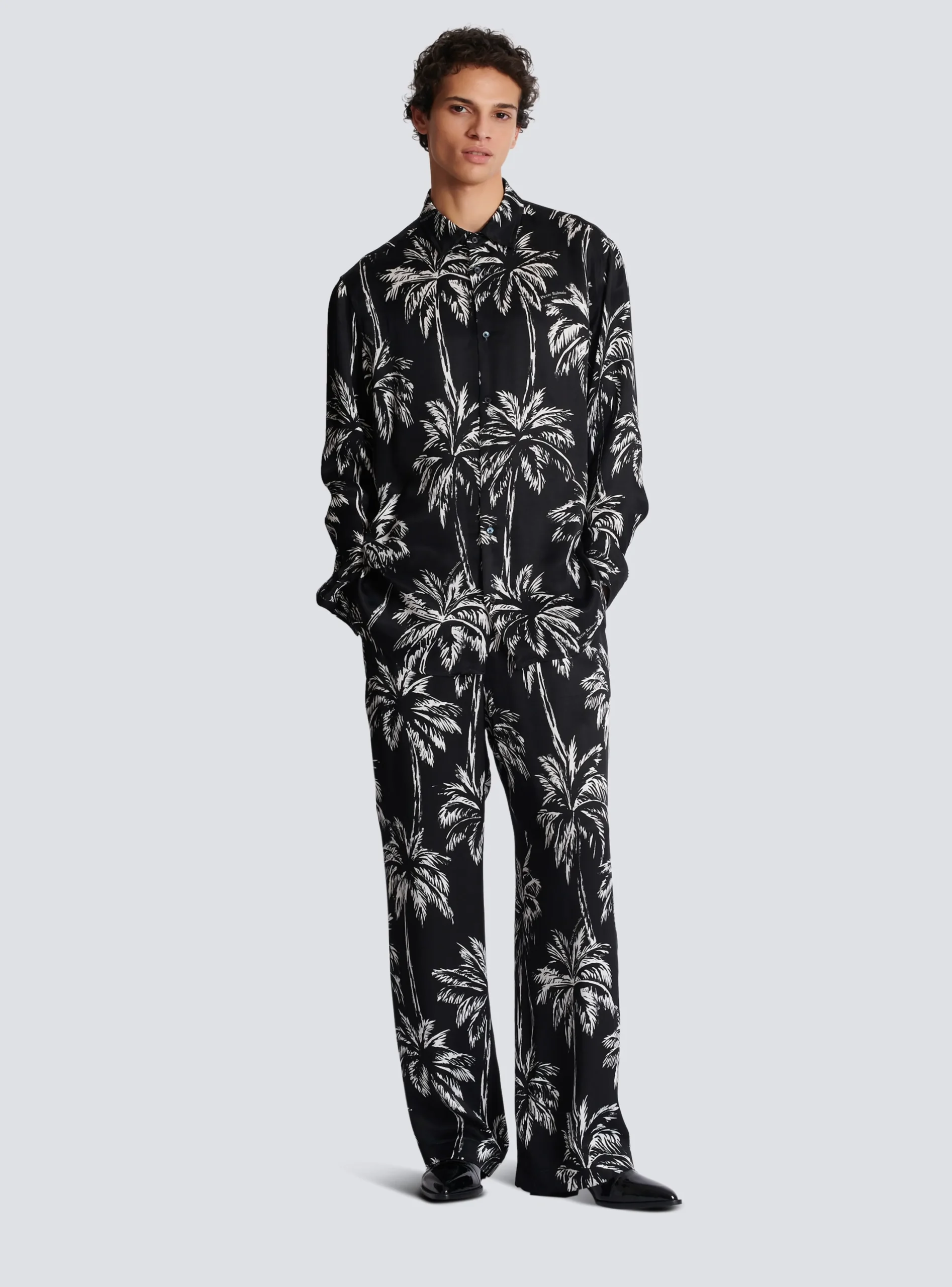 Printed Satin Palm Tree Shirt-Balmain Best