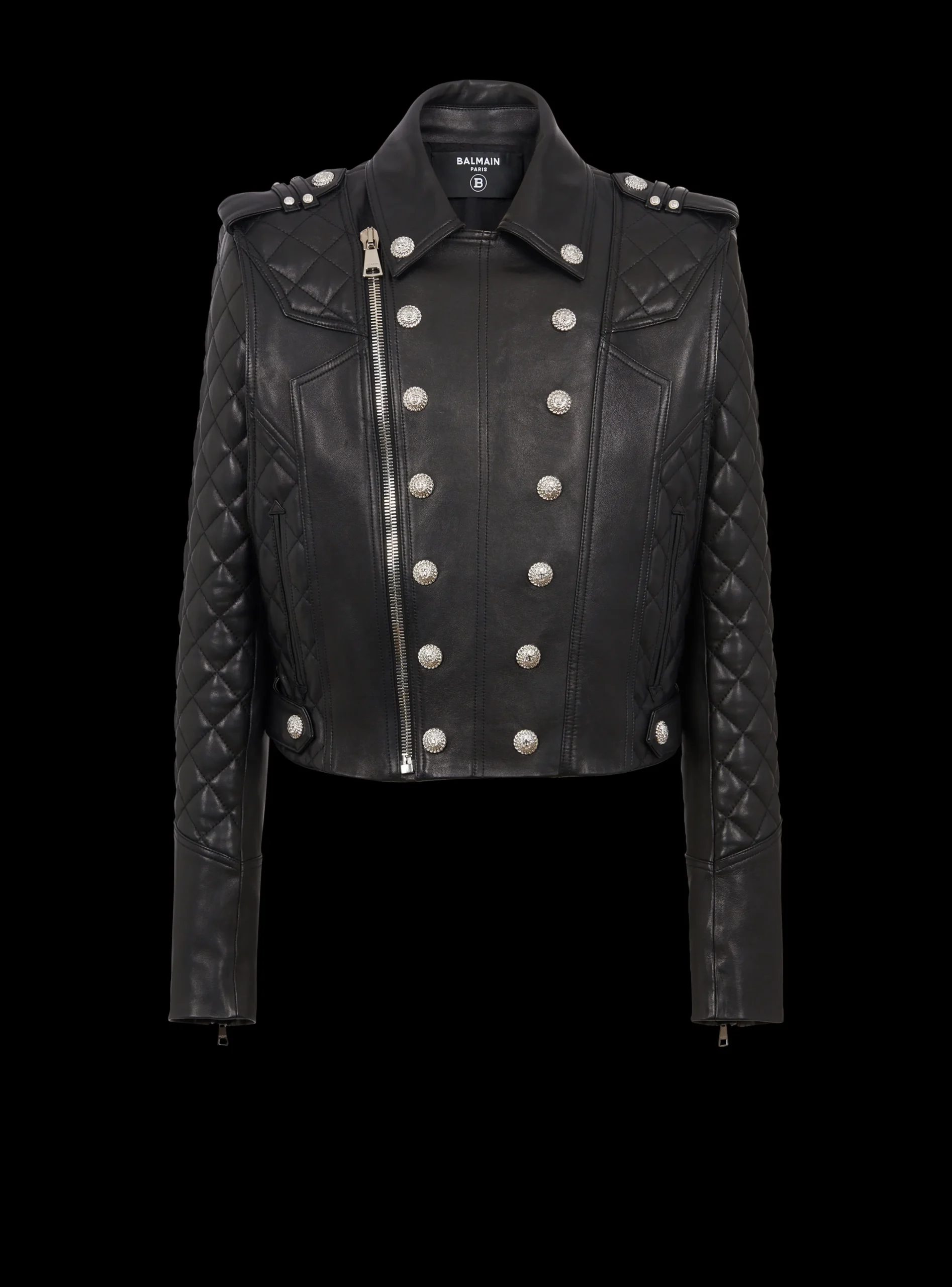 Quilted Leather Biker Jacket-Balmain Online